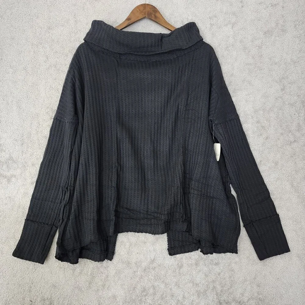 NWT Free People Juicy S Long sleeve Thermal Cowl neck Open Back Sweater Women's